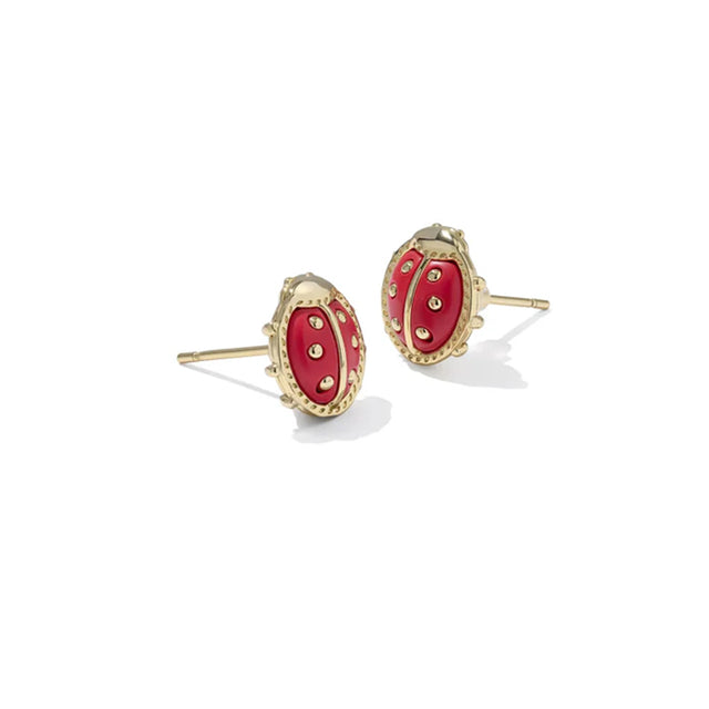 Red and gold ladybug earrings