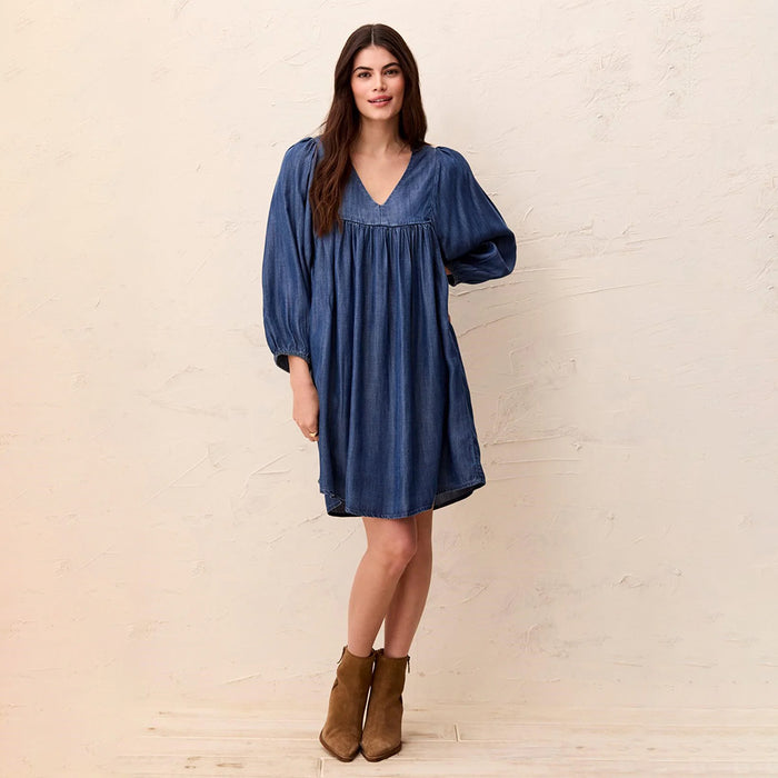 Tribal Clothing Co Puff Sleeve Dress with Pockets Medium Wash