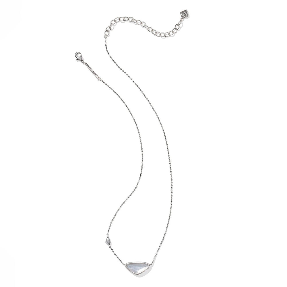 Silver necklace with a pendant on a white background