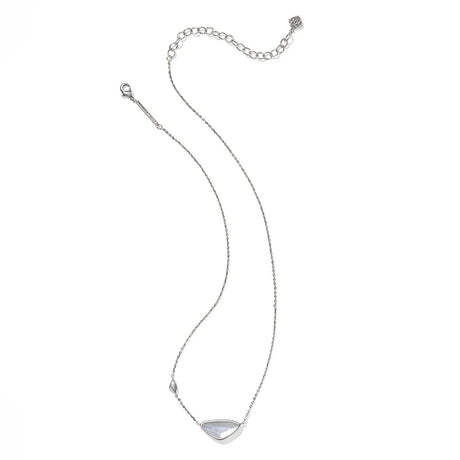 Silver necklace with a pendant on a white background