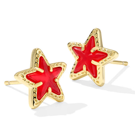 Red and Gold stud star earrings