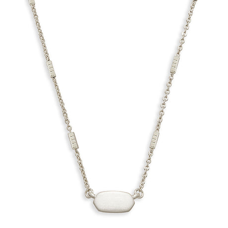 Silver necklace with a large oval pendant on a white background
