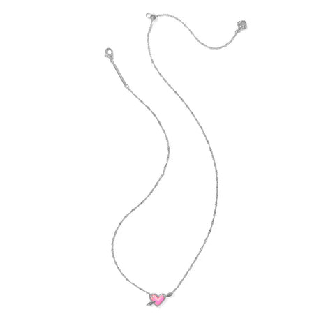 Necklace with a heart-shaped pink pendant on a white background