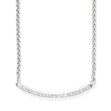 Silver necklace with small diamonds on a white background