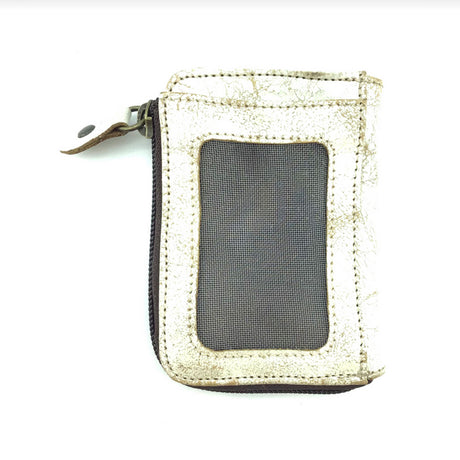 Small pouch with a mesh pocket on a white background