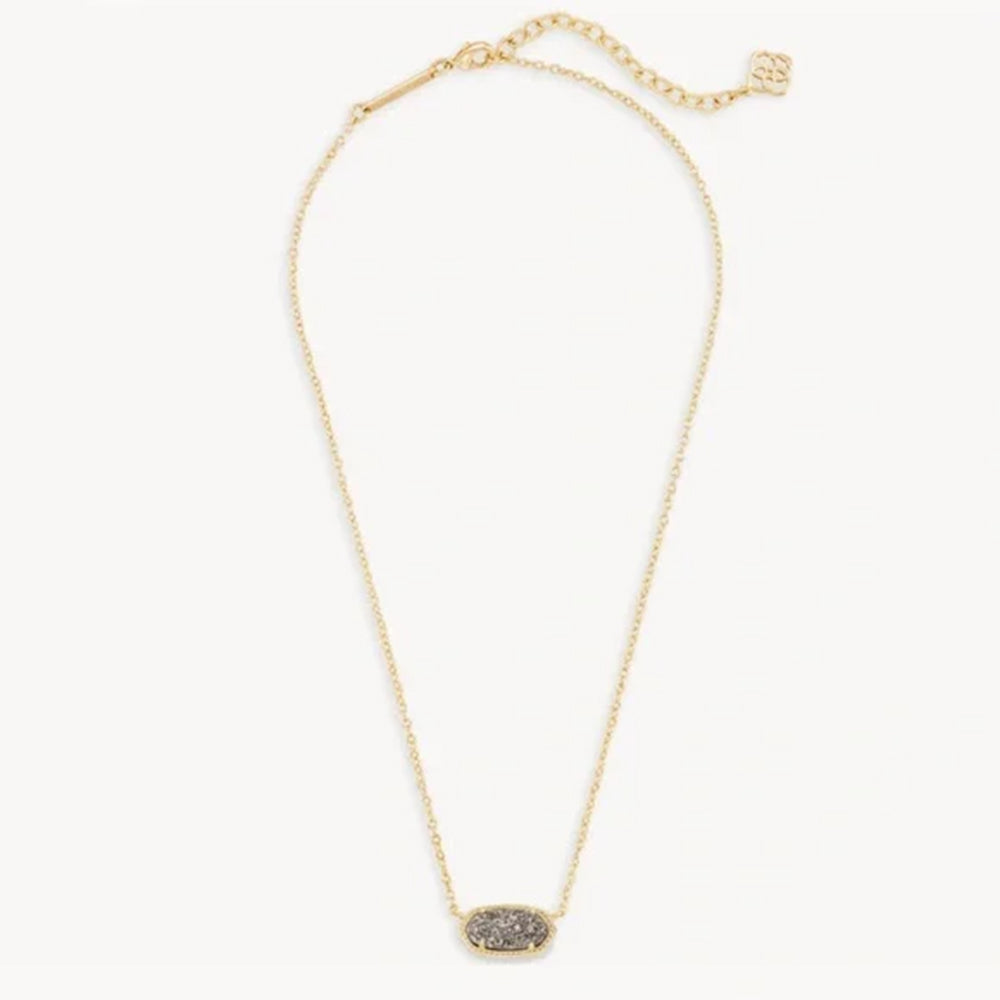 Gold necklace with a pendant on a white background