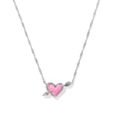 Necklace with a pink heart pendant on a white background