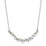 Necklace with silver and gold beads on a white background