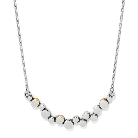 Necklace with silver and gold beads on a white background