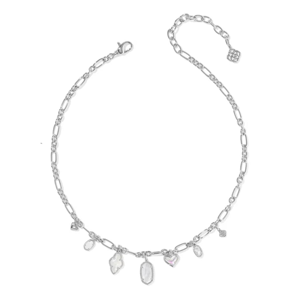 Silver necklace with pendant on a white background