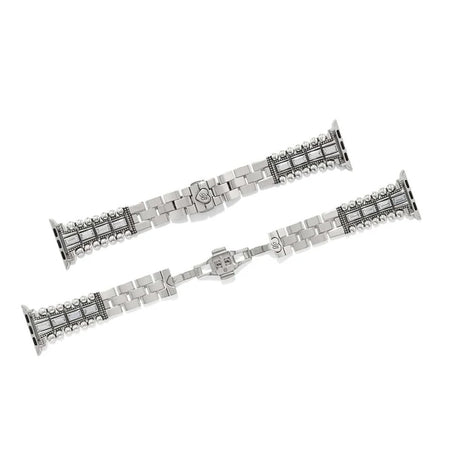 Two silver bracelets on a white background