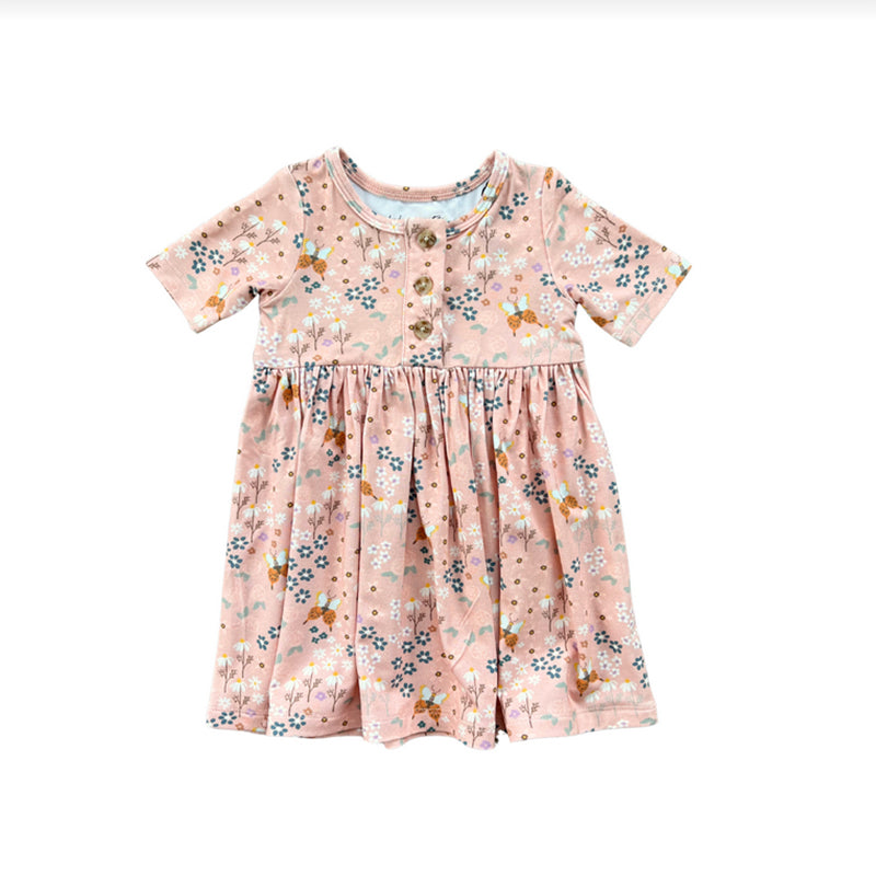 Babysprouts Butterfly Garden Short Sleeve Henley Dress