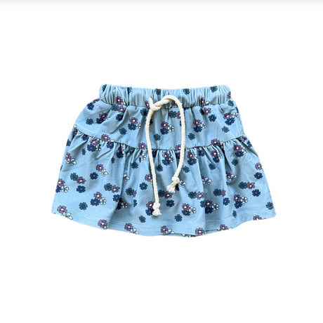 Girls blue mini skort with daisy print