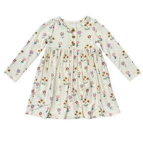 Floral dress with long sleeves on a white background