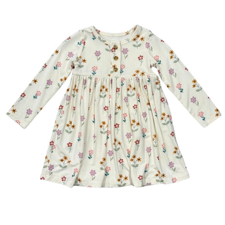 Floral dress with long sleeves on a white background