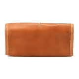 Brown leather clutch bag on a white background