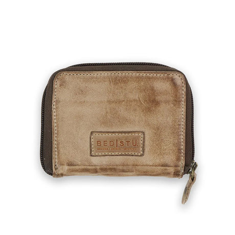 Brown wallet with 'BED|STU' logo on a white background