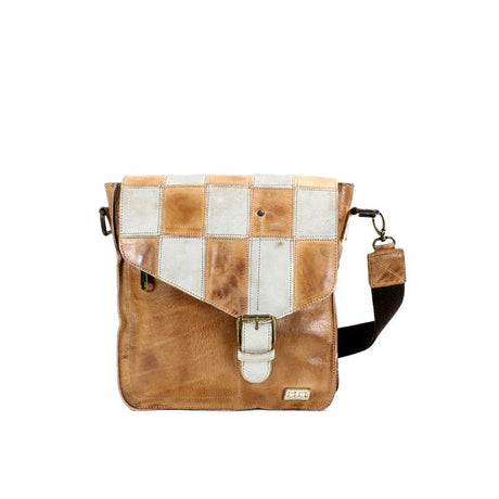 checkered leather crossbody bag with black strap