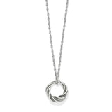 Silver necklace with a spiral pendant on a white background