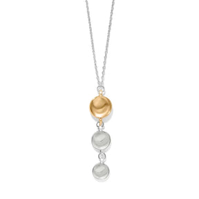 Necklace with gold and silver pendant on a white background