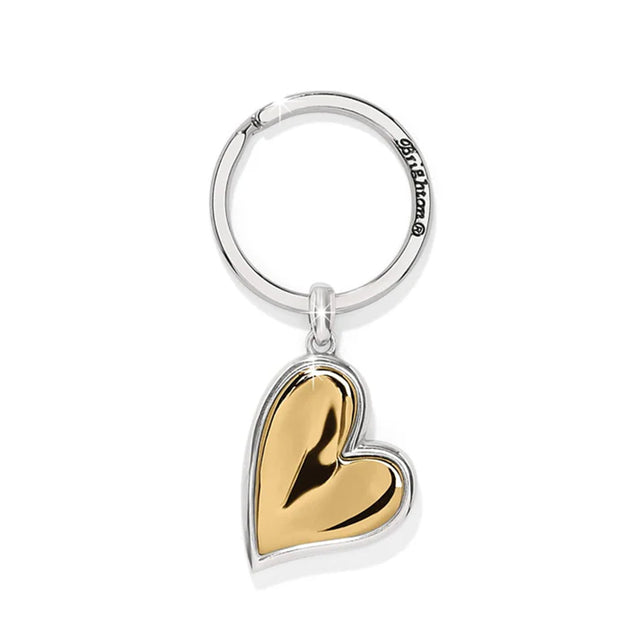Keychain with a gold heart pendant on a white background