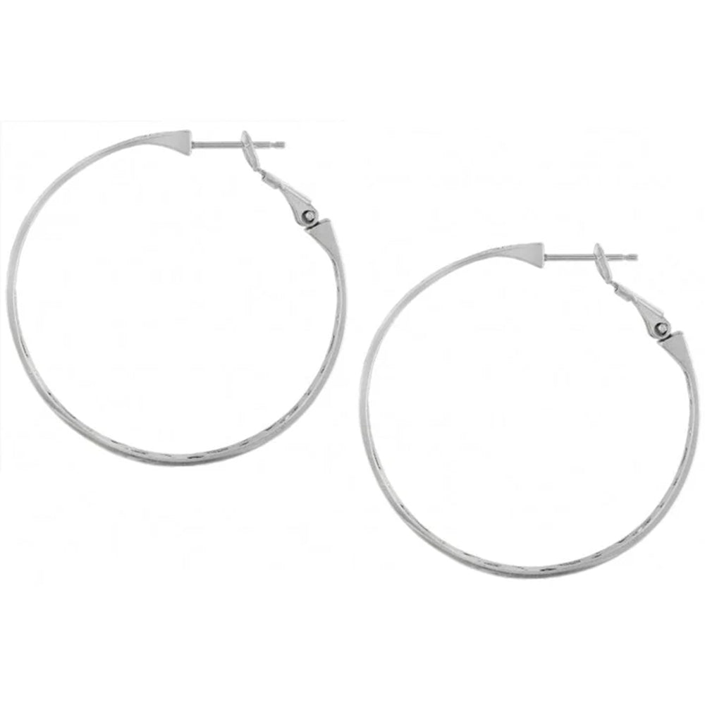 Silver hoop earrings on a white background