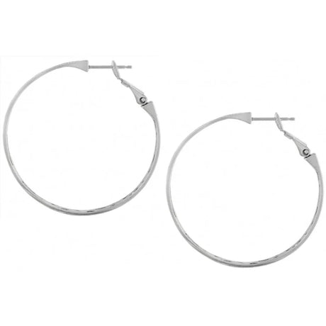 Silver hoop earrings on a white background