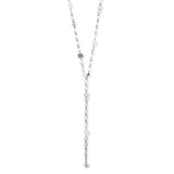 Necklace with pearls and silver chain on a white background