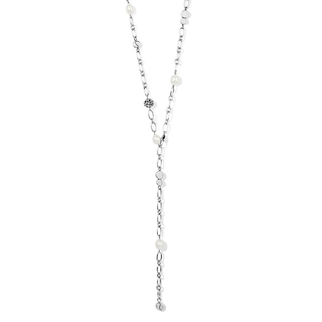 Necklace with pearls and silver chain on a white background
