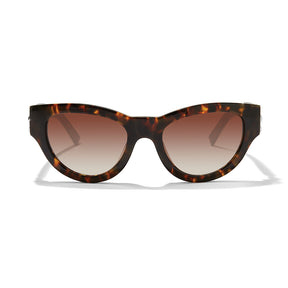 Tortoiseshell sunglasses with brown gradient lenses on a white background