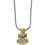 Gold and silver pendant necklace on a white background