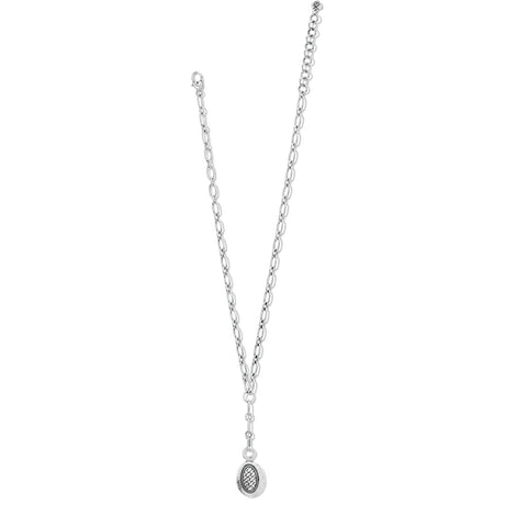 Silver necklace with a pendant on a white background
