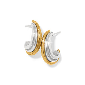 A pair of Brighton Ferrara Deco Small Hoop Earrings with a gold and silver design