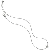 Silver necklace with a clasp on a white background