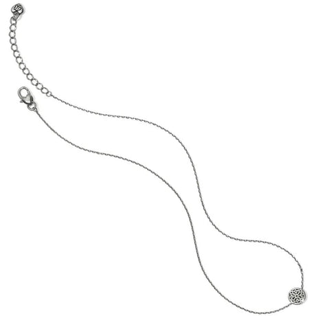 Silver necklace with a clasp on a white background