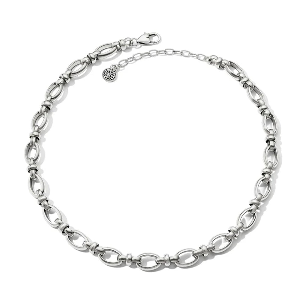 Silver chain necklace on a white background
