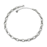Silver chain necklace on a white background