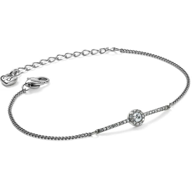 Silver bracelet with a clasp on a white background