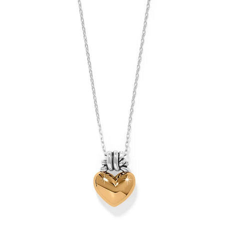 Necklace with a gold heart-shaped pendant on a white background