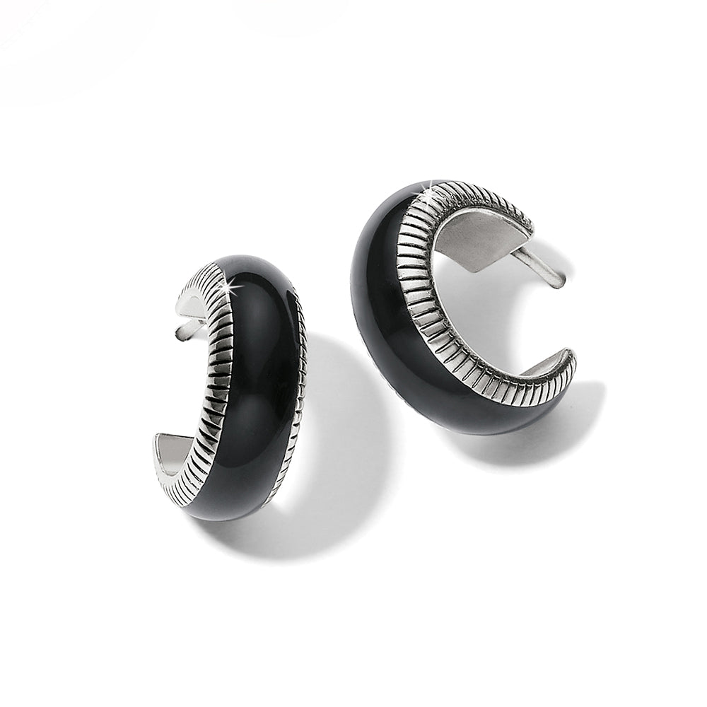 Brighton Interlok Noir Black Small Hoop Earrings