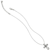 Silver necklace with a cross pendant on a white background