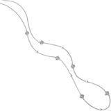 Silver necklace with small diamonds on a white background