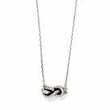 Silver necklace with a unique pendant on a white background