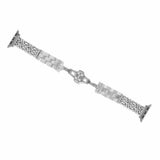 Silver bracelet with a clasp on a white background