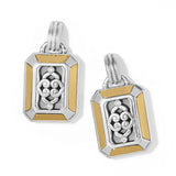 Pair of silver and gold pendants on a white background