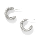 Silver hoop earrings on a white background