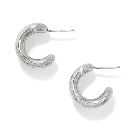 Silver hoop earrings on a white background