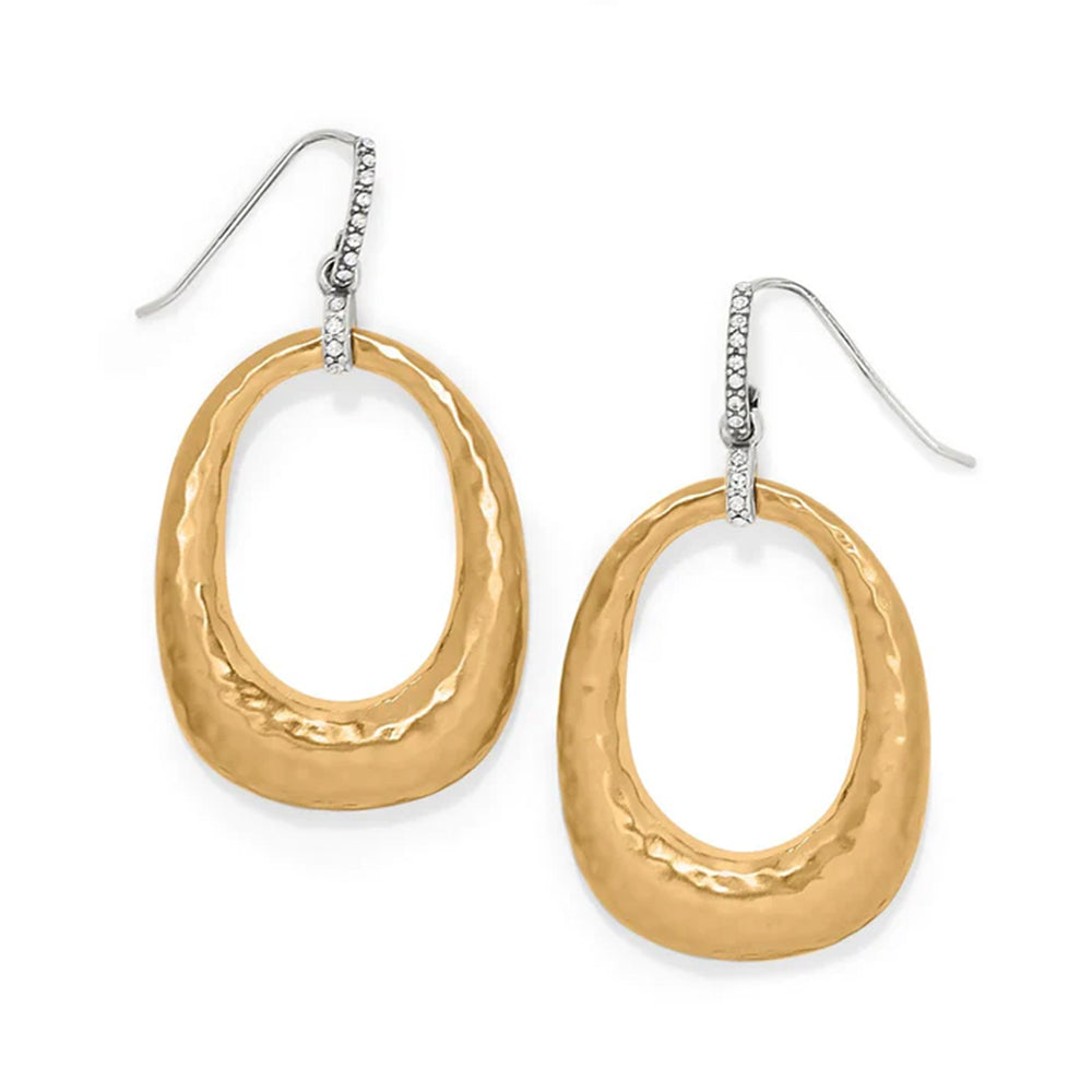 Gold hoop earrings on a white background