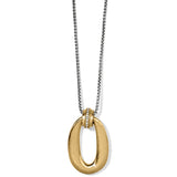 Gold necklace with a chain on a white background
