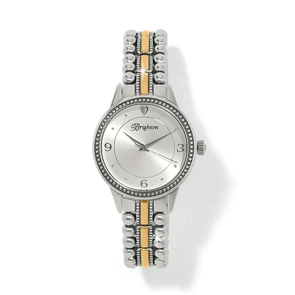 Silver and gold watch with 'Brighton' branding on a white background